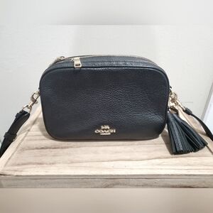 Coach black leather crossbody bag